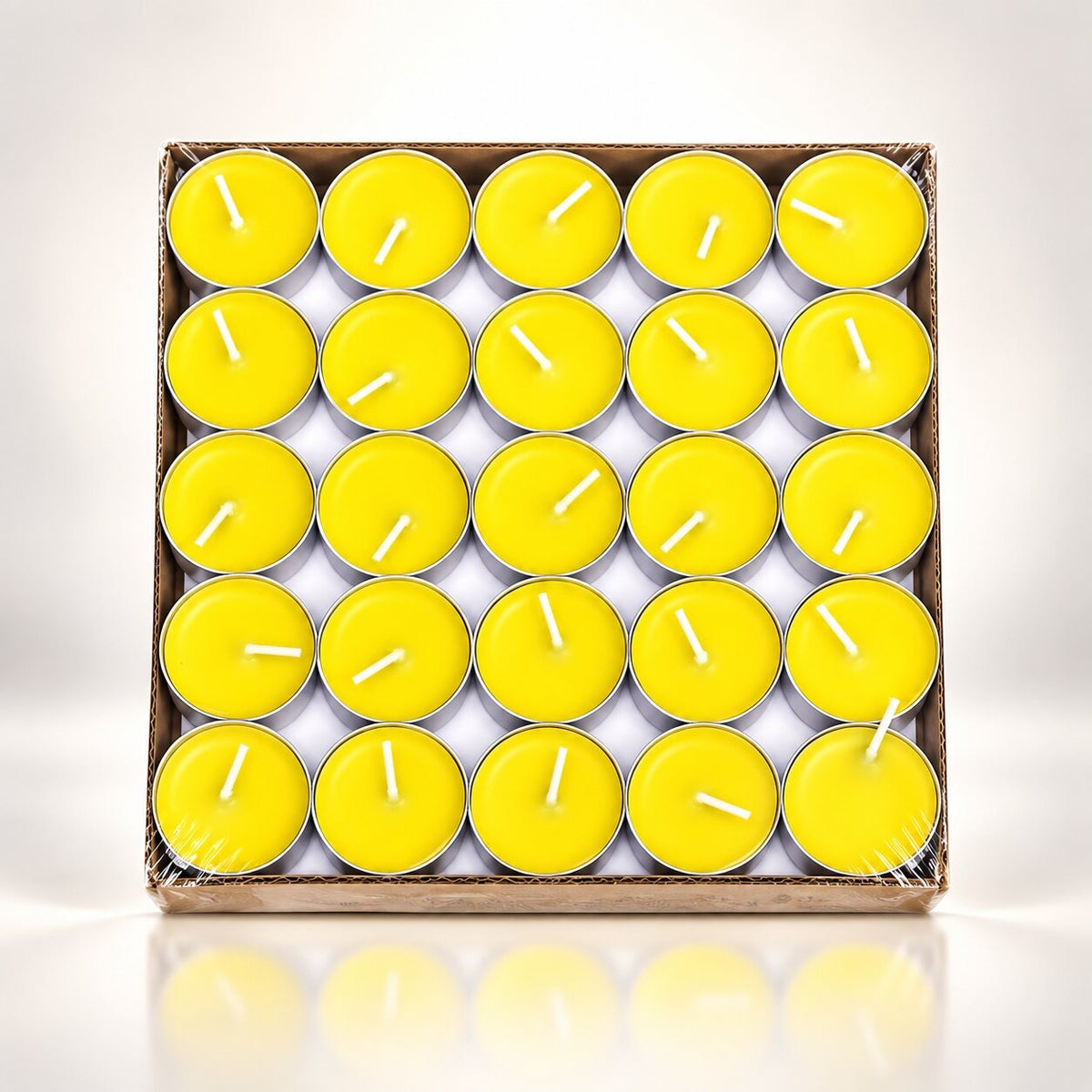 Citronella-scented tea lights in boxes of 50 - yellow