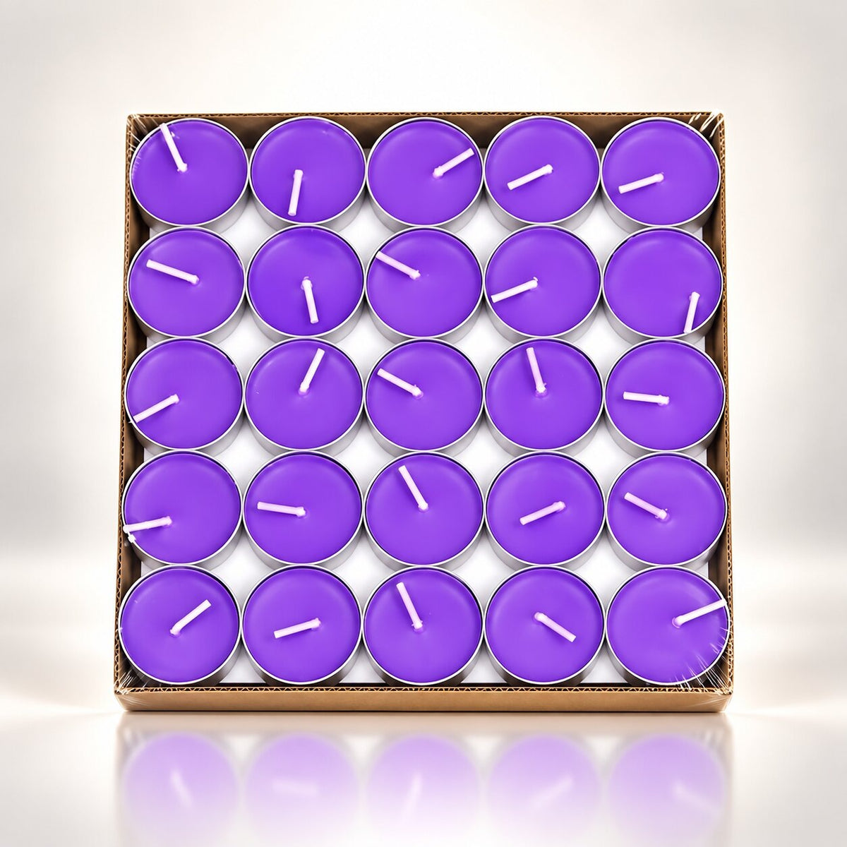 Citronella-scented tea lights in boxes of 50 - lilac