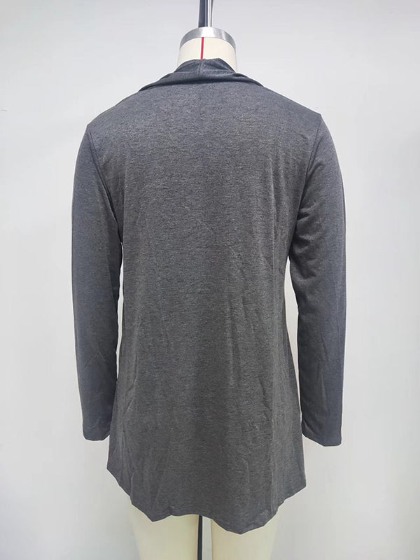 Light waterfall jacket with a draped collar and an open front