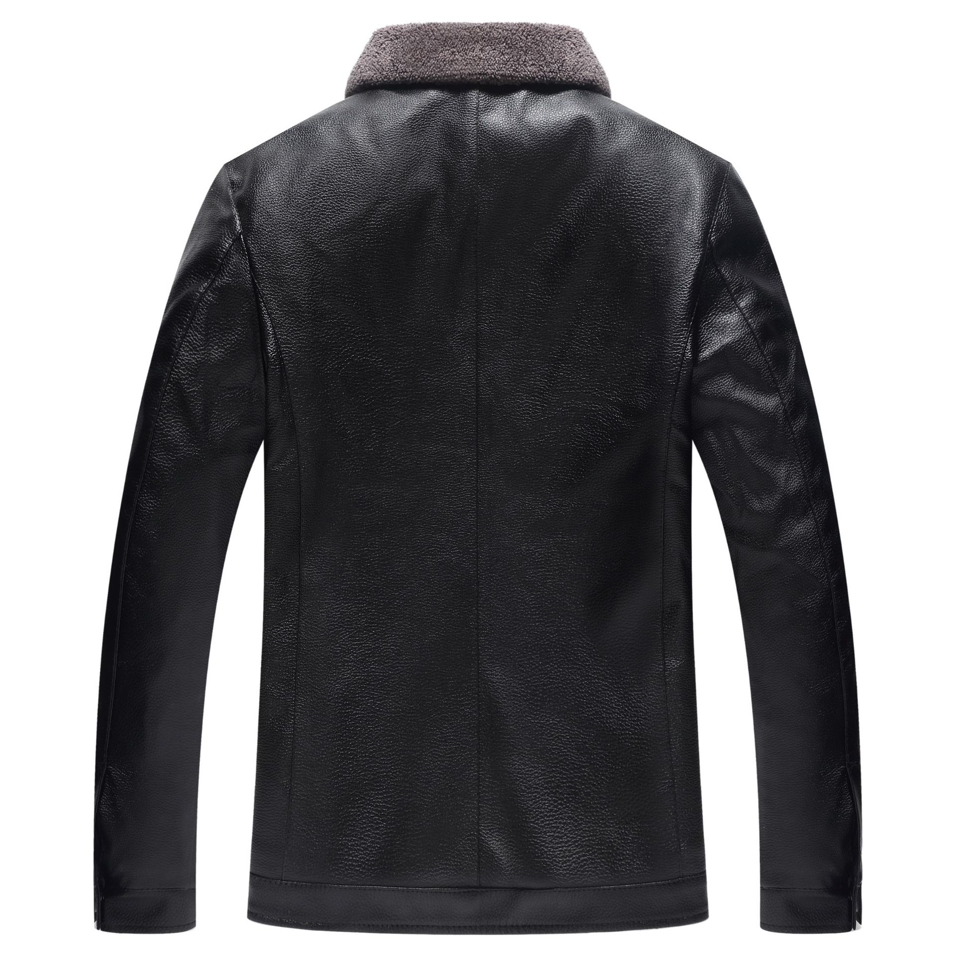 Men's Waterproof Fleece-Lined Leather Jacket – Saint Dor UK – detail view