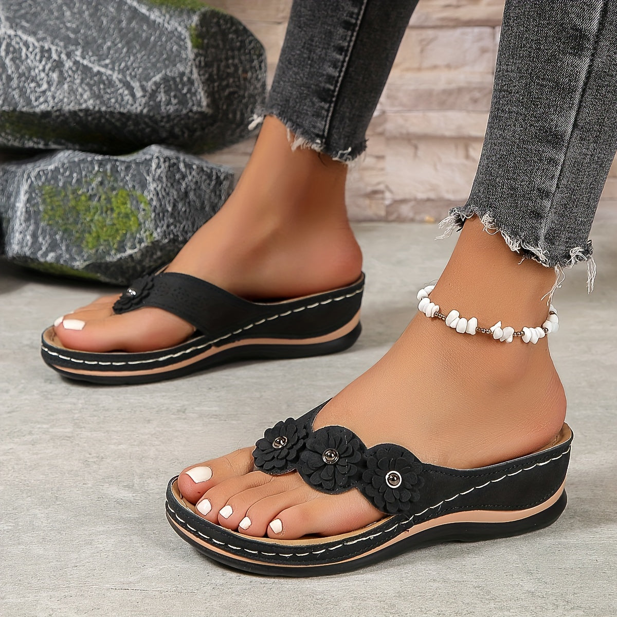Women's Sandals - Orthopedic Slip-On Sandals in Red