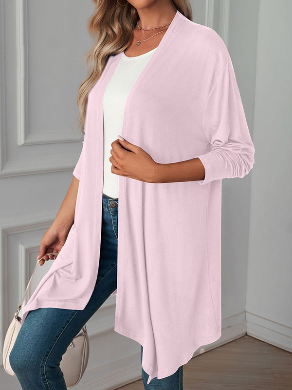 Light waterfall jacket with a draped collar and an open front