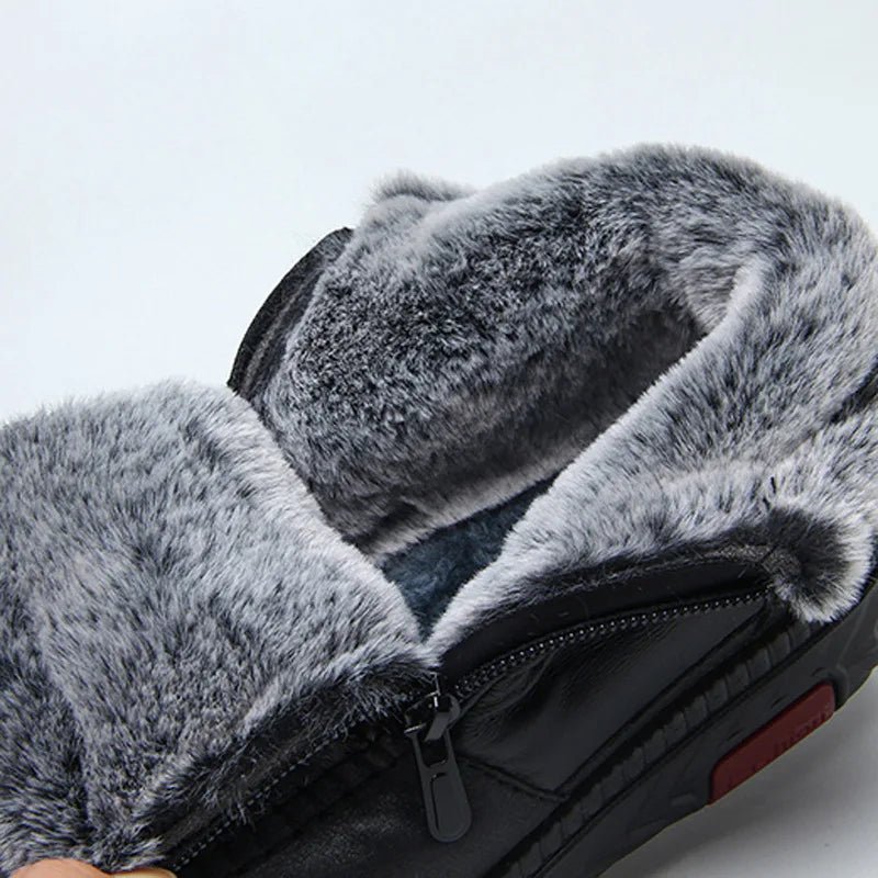 Leather-look ankle boots with a side zip and a thick faux fur lining