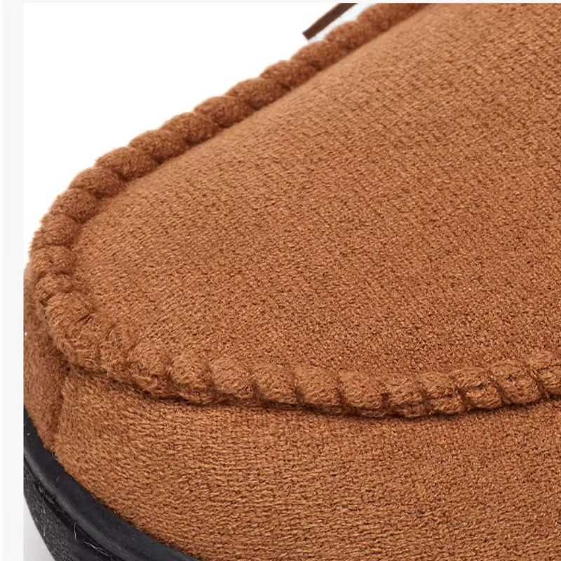 Women's moccasin slippers with a tied bow and a fleece lining