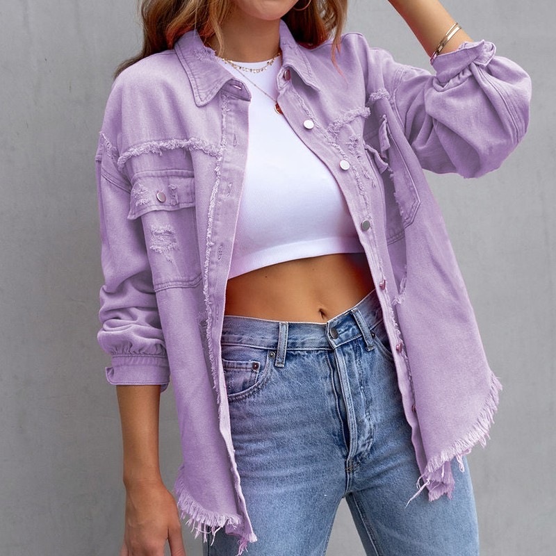 Women's Denim Jacket in Purple