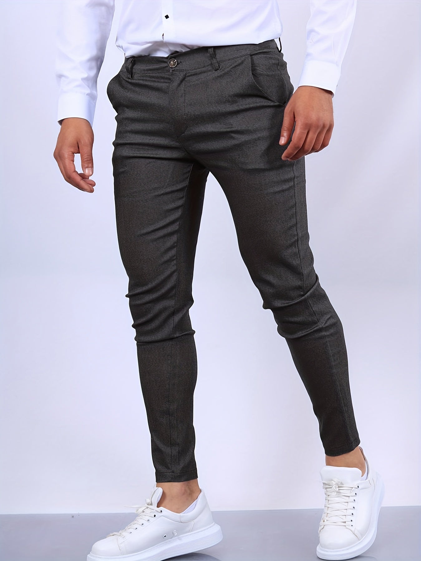 Men's Slim Fit Stretch Chino Trousers - product view | SAINT DOR