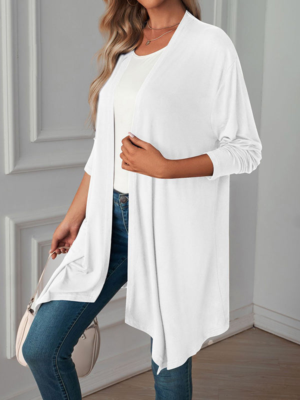 Light waterfall jacket with a draped collar and an open front