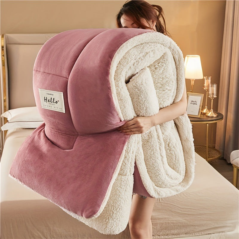 Duvet without cover with a flannel top and a sherpa underside - view 2