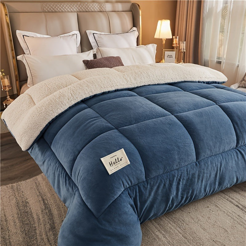 Duvet without cover with a flannel top and a sherpa underside - view 8