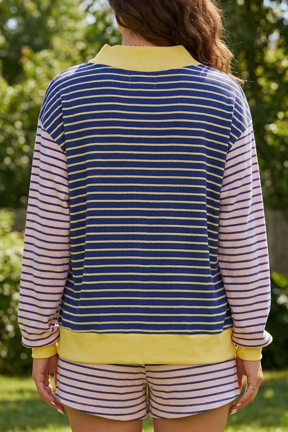 Women's striped jumper and shorts set - detail