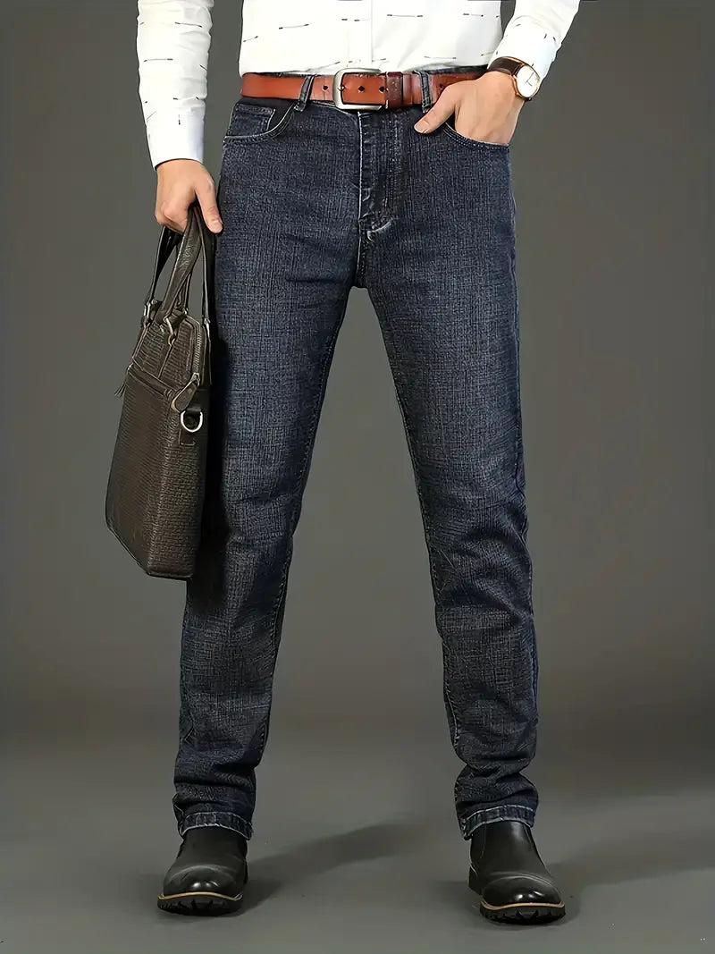 Men's Slim Fit Denim Jeans - Blue and Black - lifestyle view | SAINT DOR