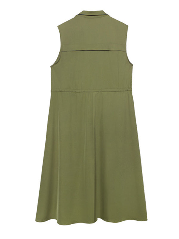 Long sleeveless gilet with a drawstring waist and an open front