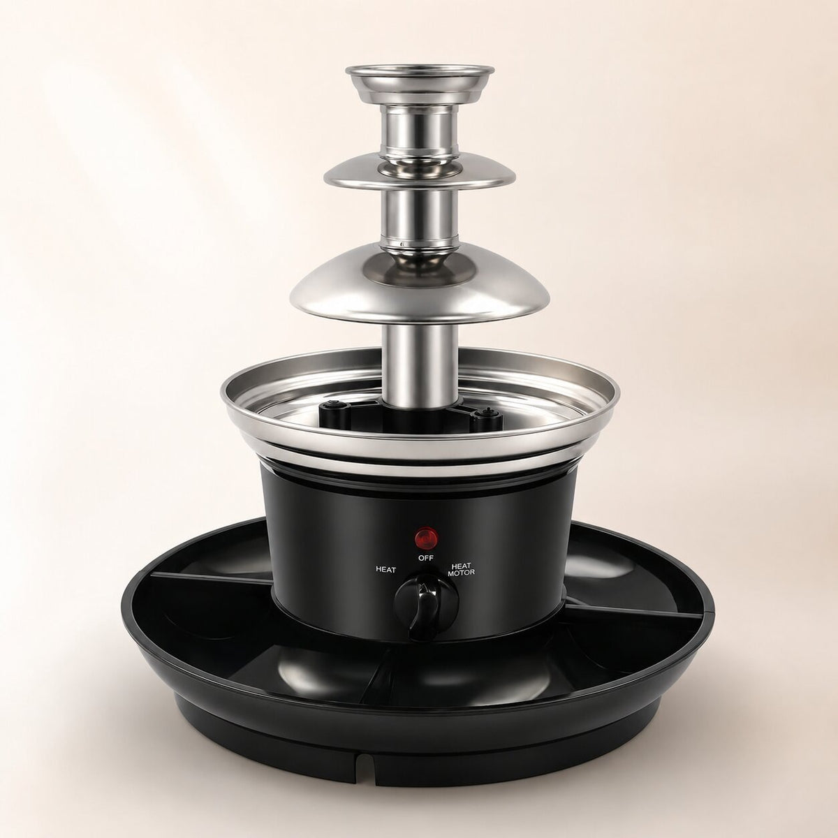 Electric chocolate fountain with 3 tiers and a tray with compartments - view 2