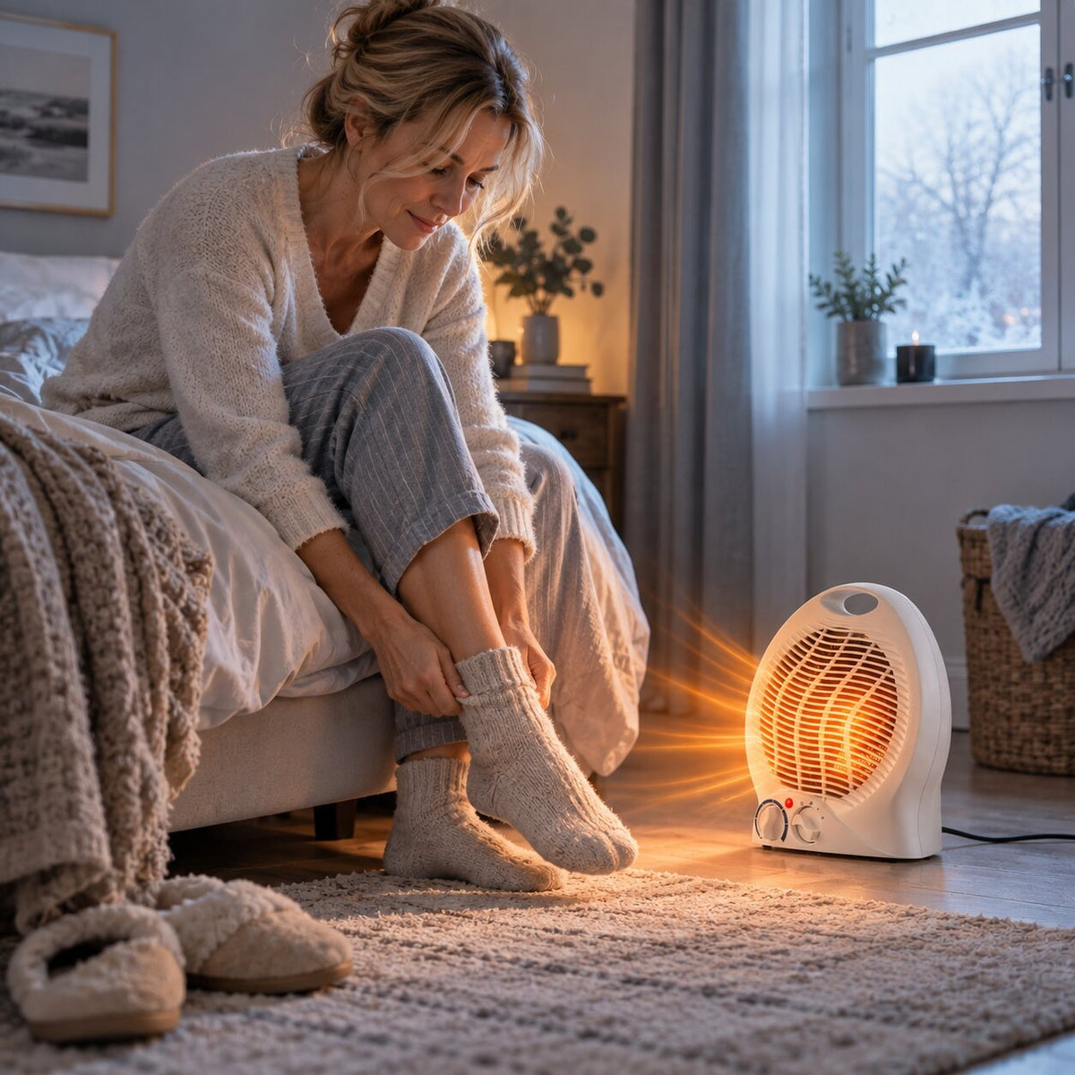 2000 W electric fan heater with two dials and a carry handle - view 4