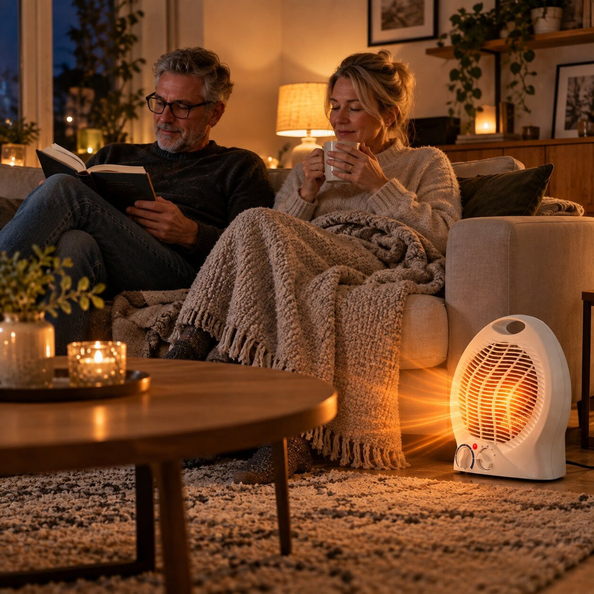 2000 W electric fan heater with two dials and a carry handle - view 5