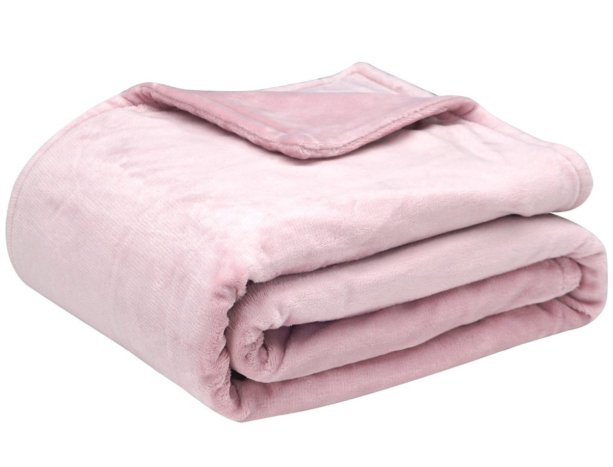 Electric heated throw of 160 x 120 cm in double-sided fleece - dusty pink