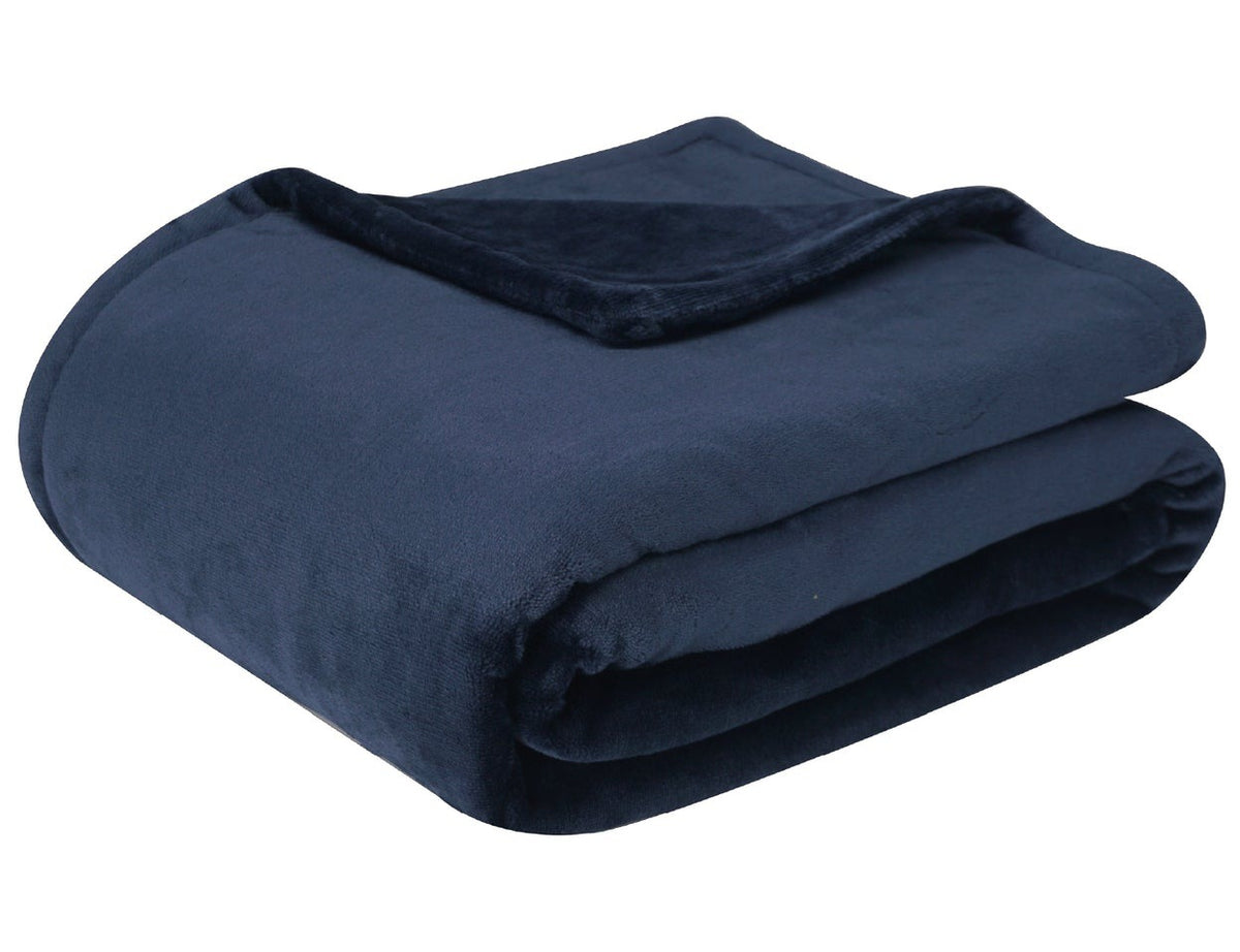 Electric heated throw of 160 x 120 cm in double-sided fleece - midnight blue