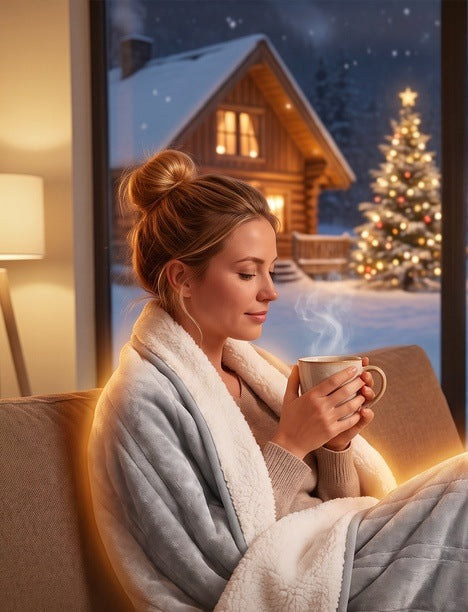 Electric heated throw of 180 x 130 cm with flannel and sherpa - view 3