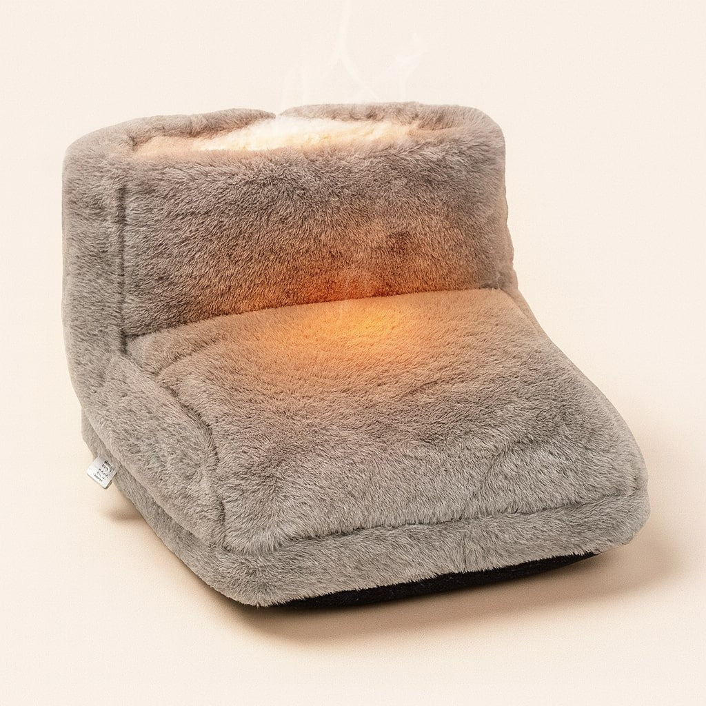 Electric plush foot warmer with USB cable - grey