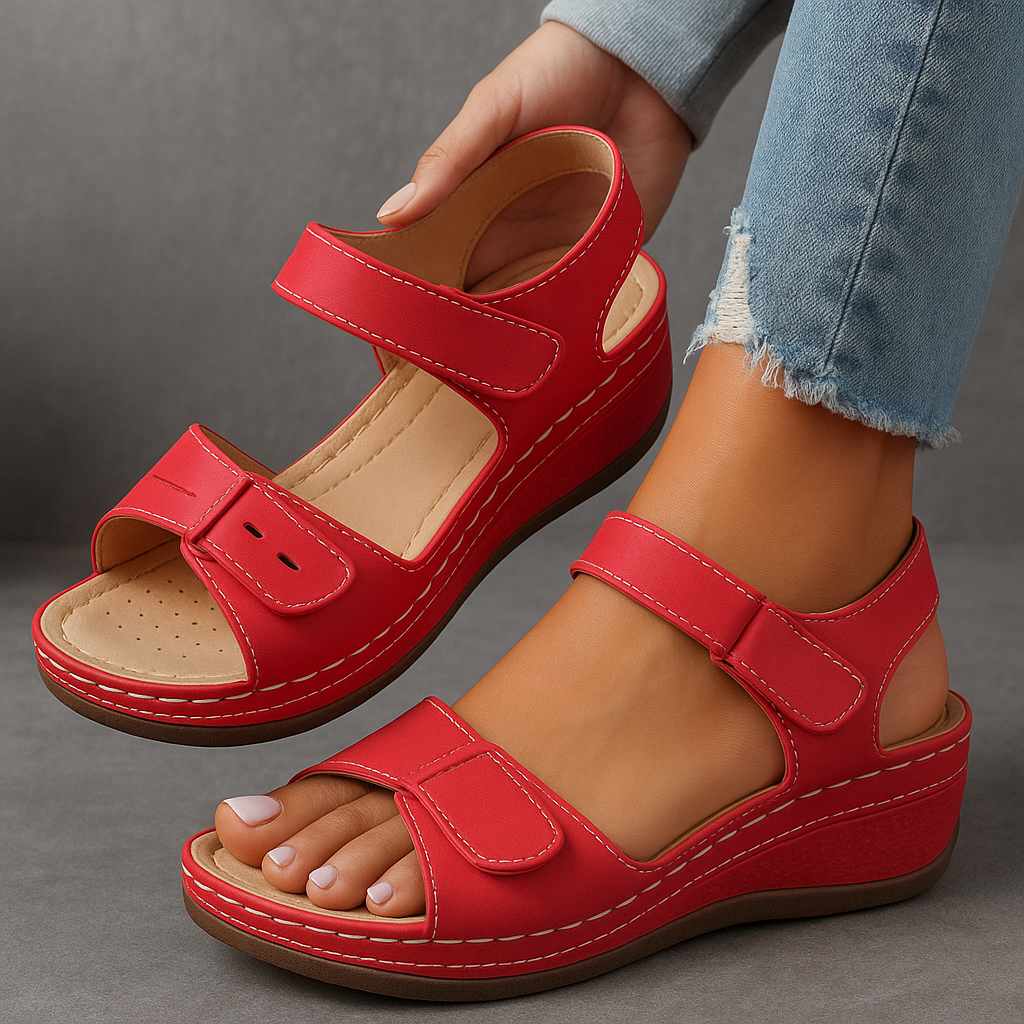 Women's Sandals - Orthopedic Sandals with Wedge Heel in Black (almost sold out)