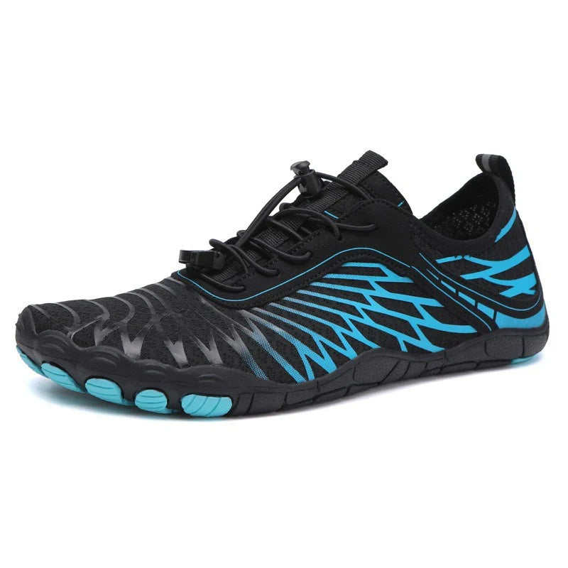 Ergonomic barefoot trainers with a wide toe box and quick laces