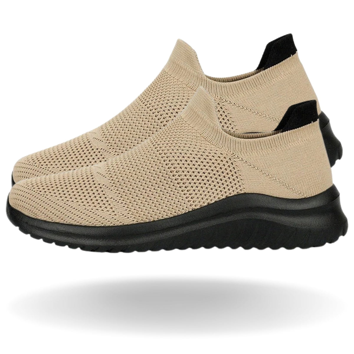Ergonomic knit slip-on trainers with a thick sole