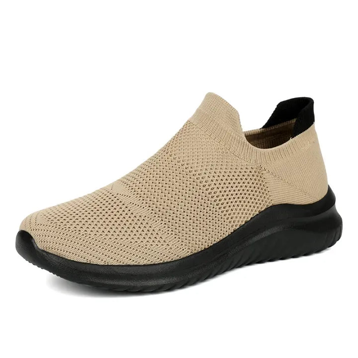Ergonomic knit slip-on trainers with a thick sole