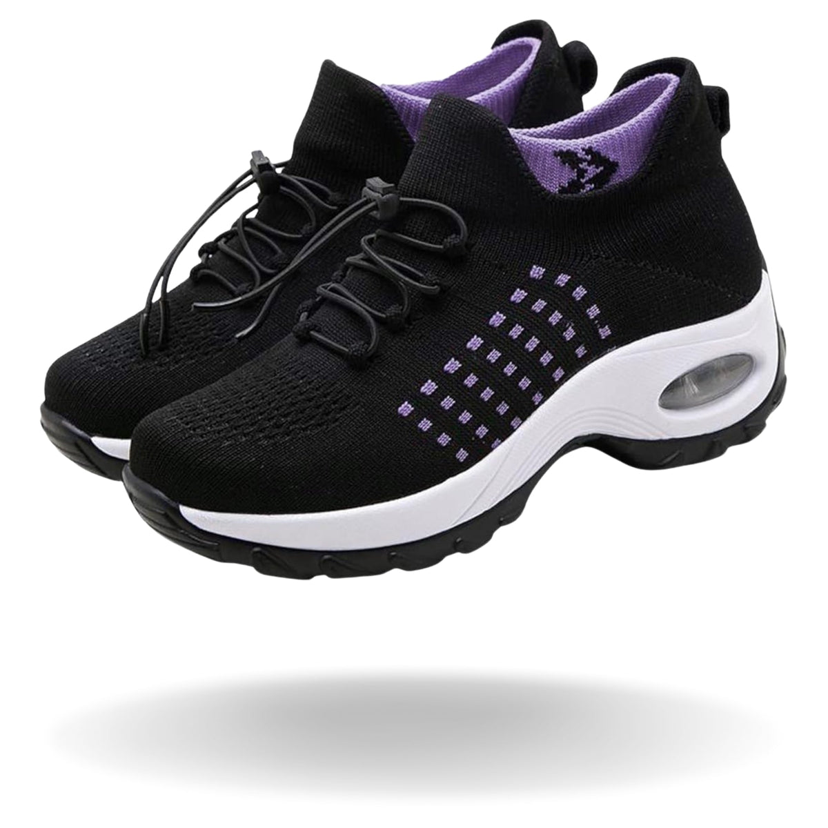 Women's ergonomic slip-on trainers with a sock collar and toggle laces