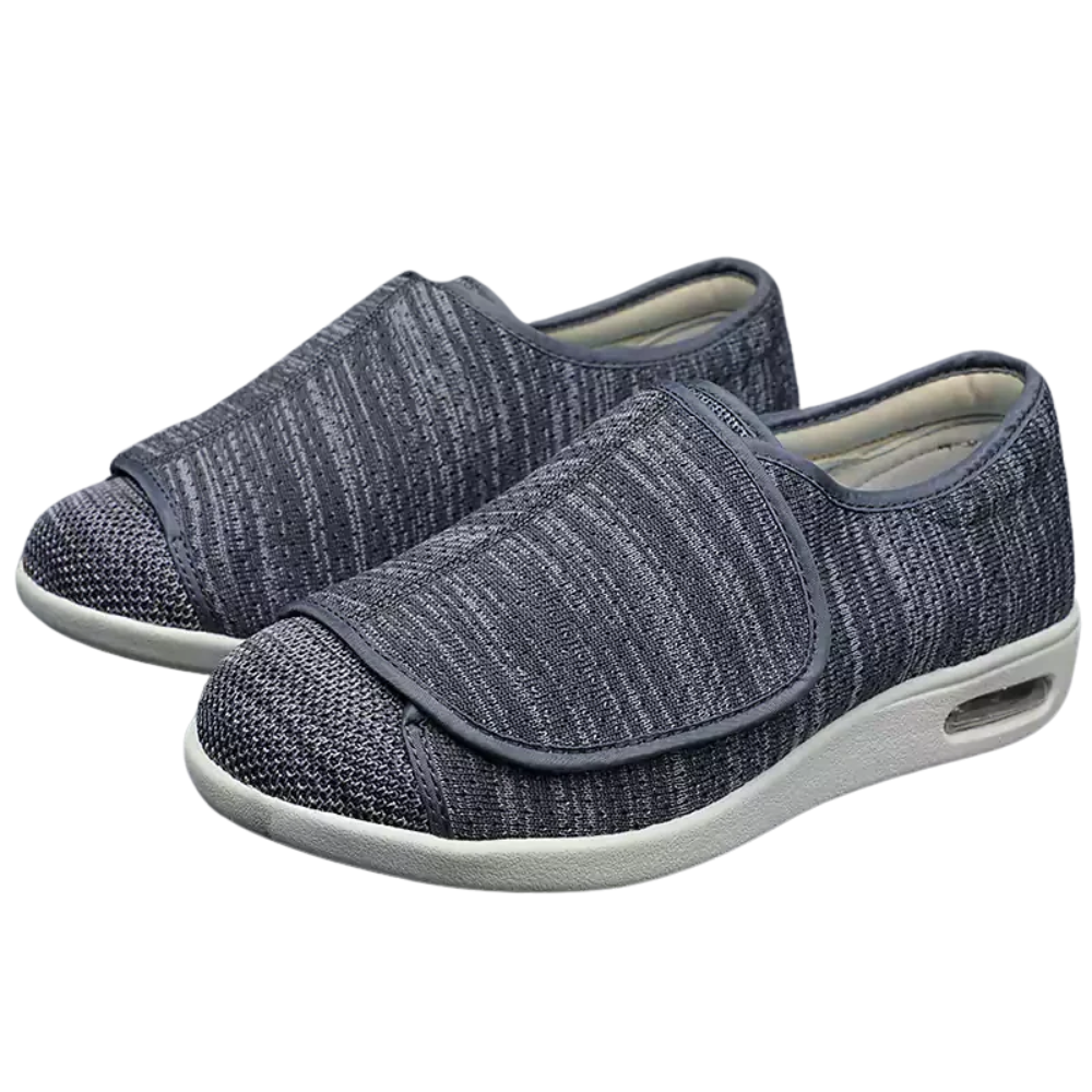 Ergonomic unisex touch-strap shoes with a roomy fit and wide closure
