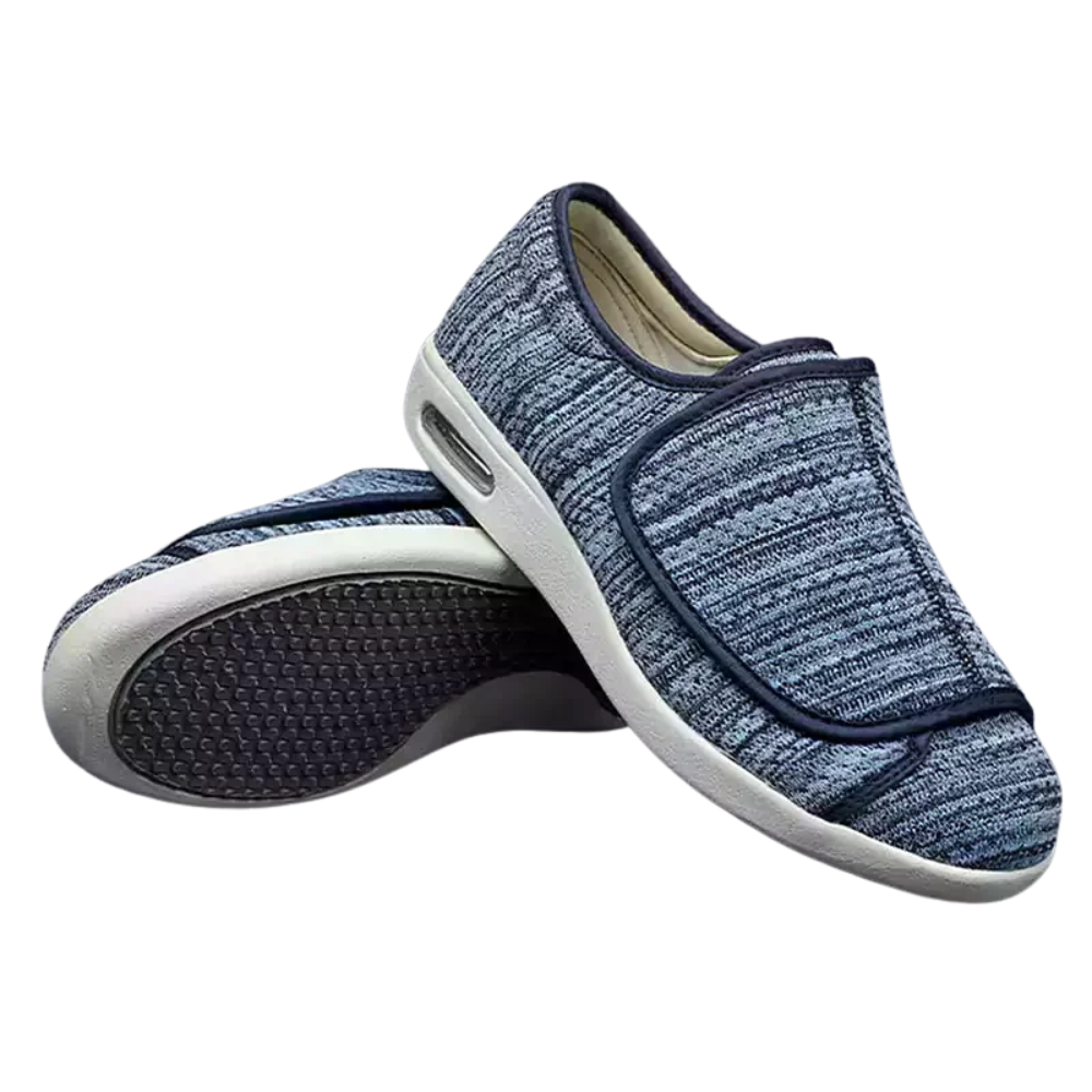Ergonomic unisex touch-strap shoes with a roomy fit and wide closure
