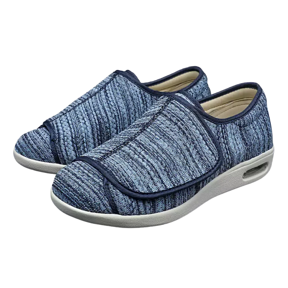 Ergonomic unisex touch-strap shoes with a roomy fit and wide closure