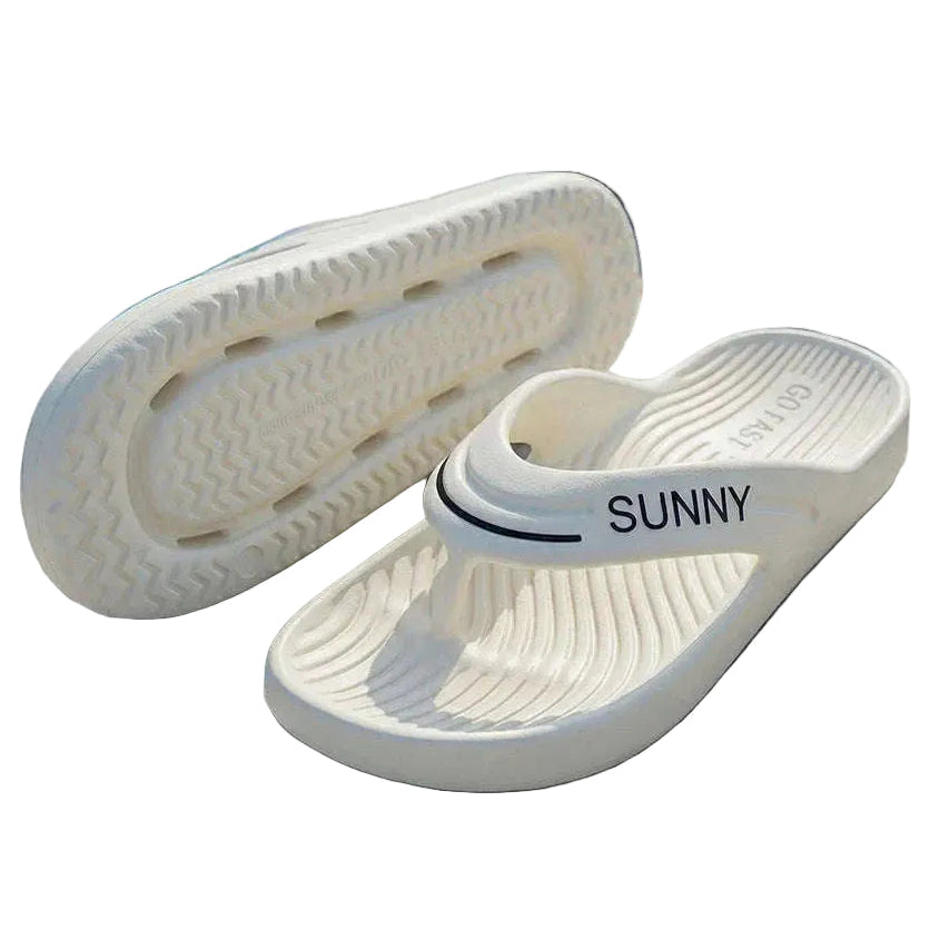 EVA flip flops with thick sole, wide V strap and wavy ribbed footbed - view 7