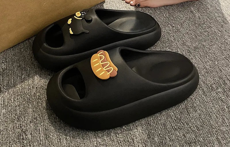EVA mule slippers with closed toe, thick sole and playful charms on the instep - view 2