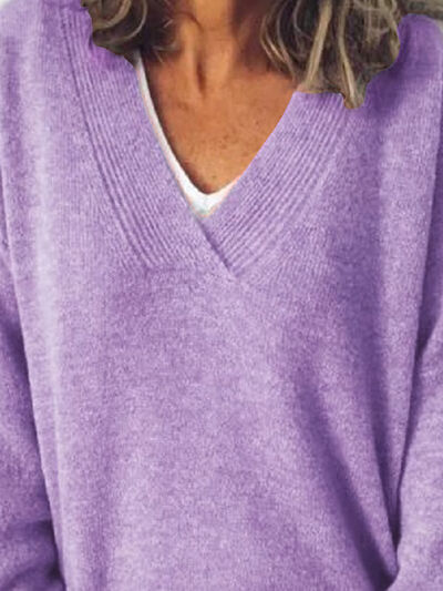 Women's V-neck dropped shoulder jumper - detail