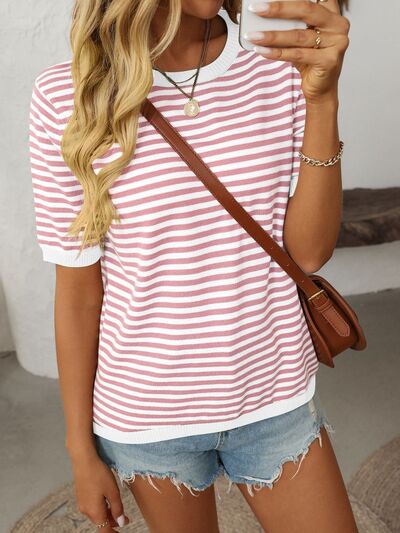 Striped Knit Top in Blush Pink