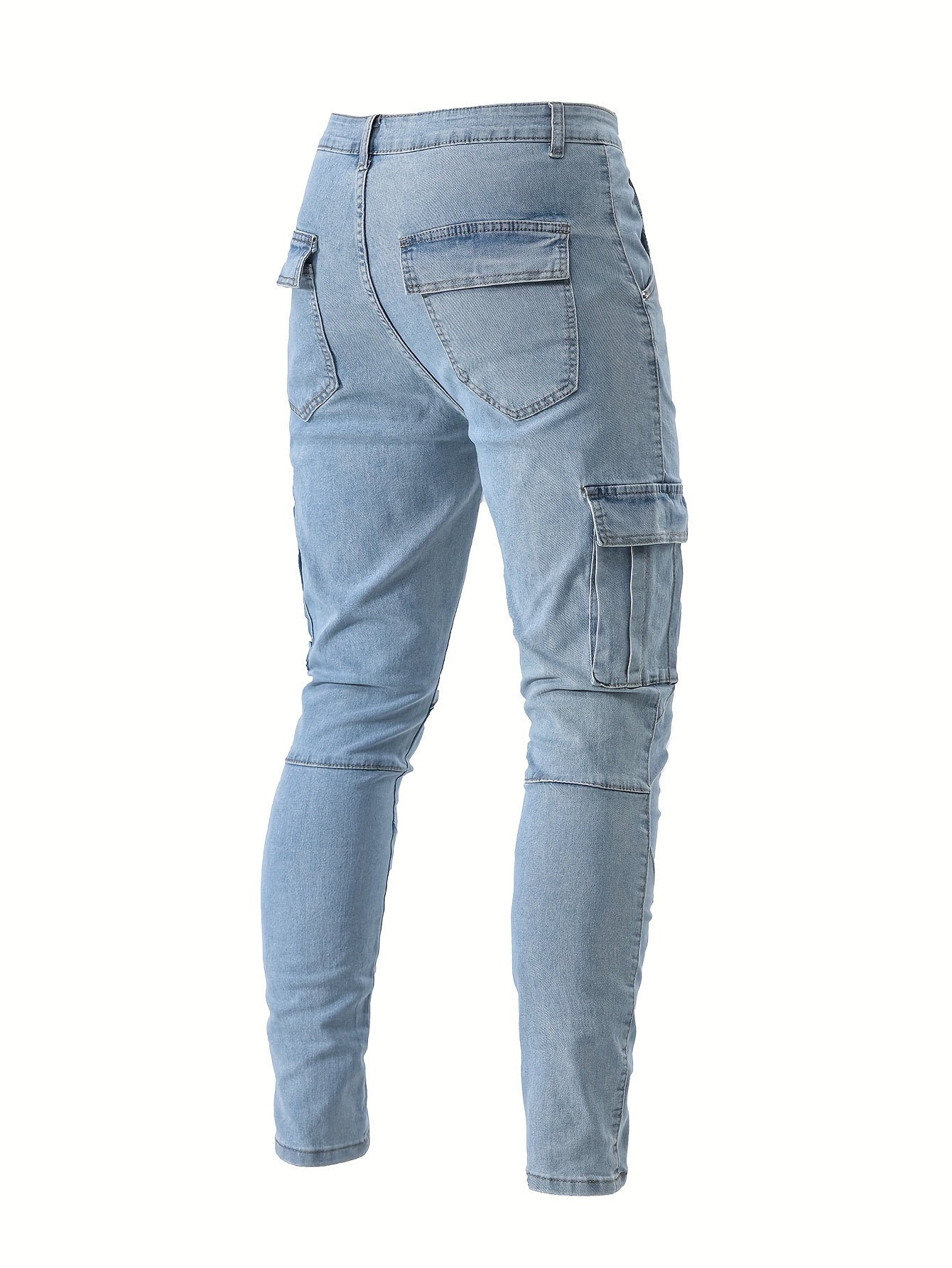Men's Stretch Cargo Denim Jeans - back view | SAINT DOR