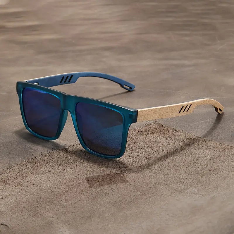 Unisex Woody Oak Wood Sunglasses – UV400 Natural Style – detail view