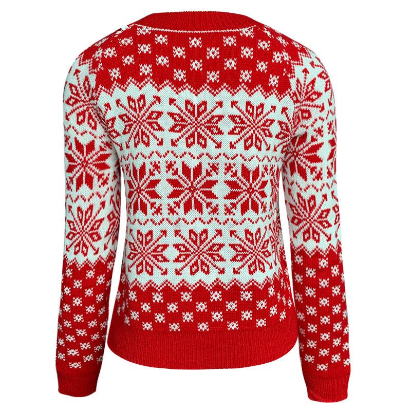 Women's knitted Fair Isle Christmas jumper with snowflakes and crew neck