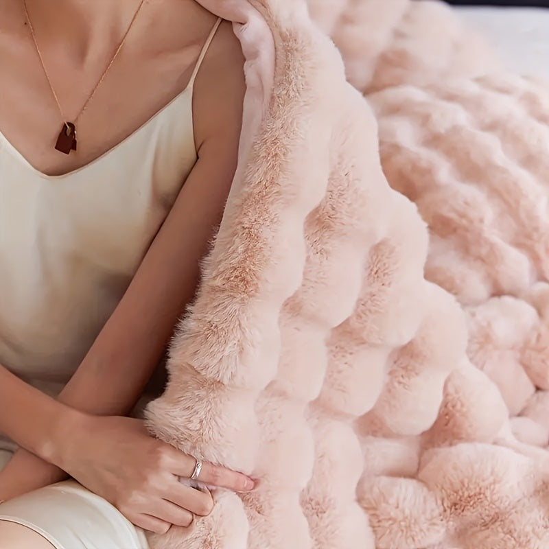 Faux fur throw with a soft bubble texture - view 5