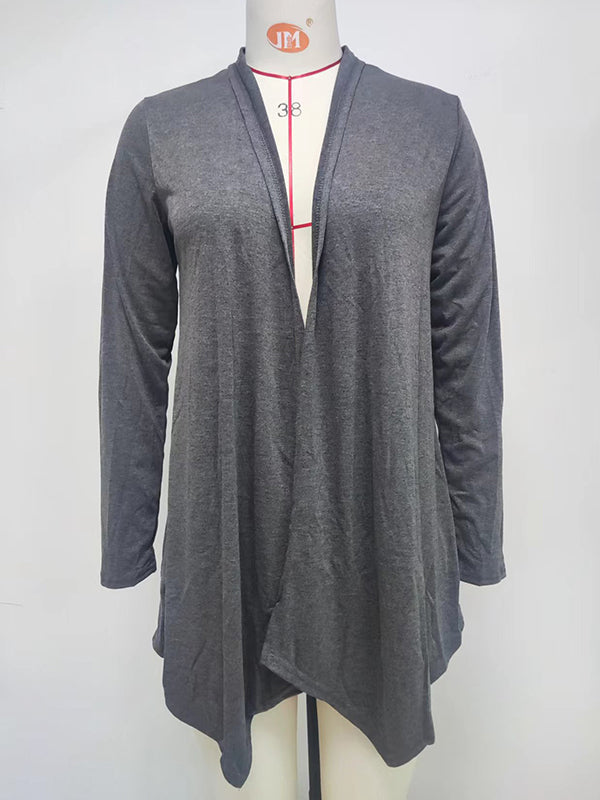 Light waterfall jacket with a draped collar and an open front