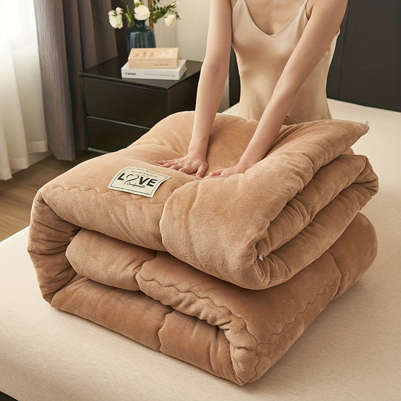 Quilted fleece duvet without a cover, with stitched squares - view 2