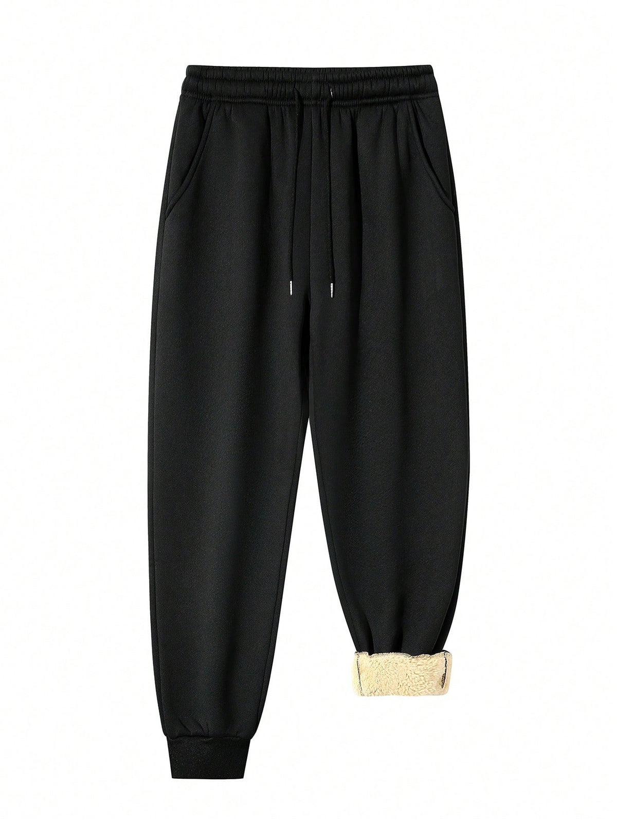 Fleece lined joggers for women with a teddy lining and drawstring - view 7