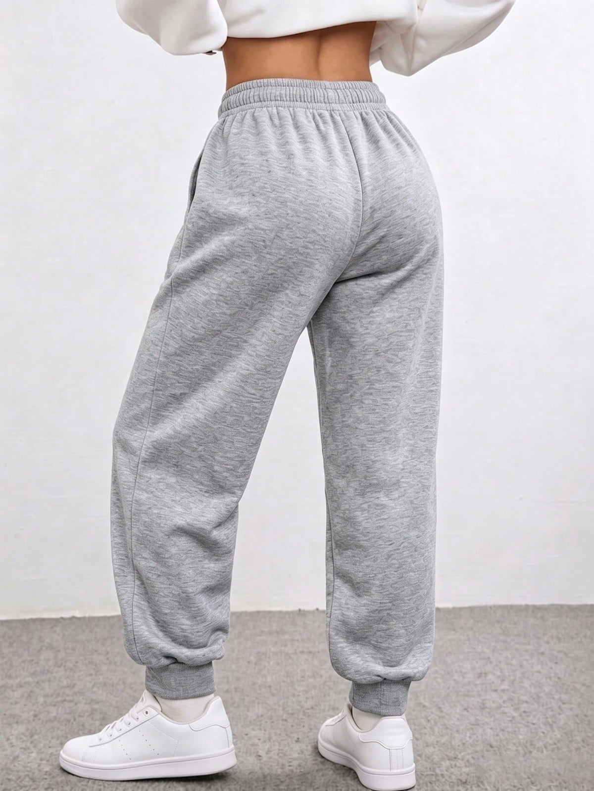 Fleece lined joggers for women with a teddy lining and drawstring - view 9