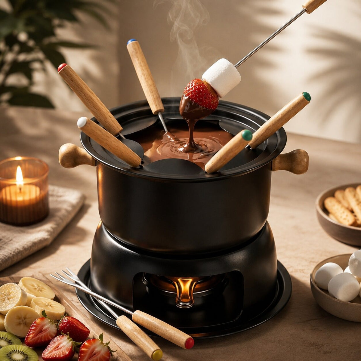 Fondue set with a steel pot, burner and 6 forks - view 4