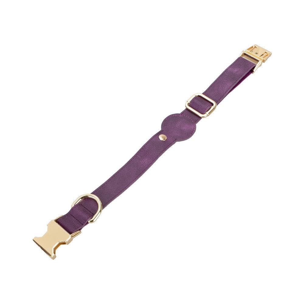 Leather Dog Collar in Dark Magenta