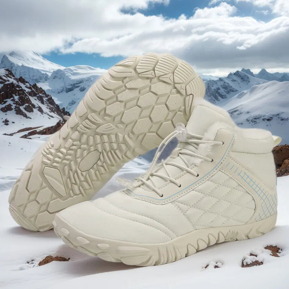 Unisex barefoot winter shoes with elastic laces and a wide toe box