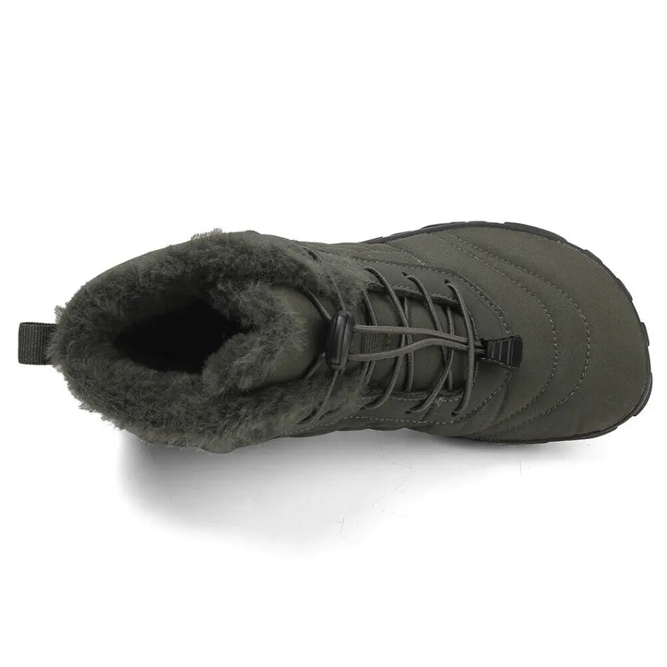 Unisex barefoot winter shoes with elastic laces and a wide toe box