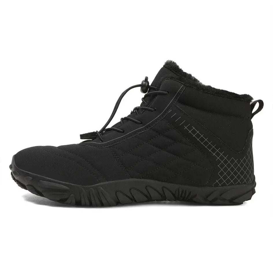 Unisex barefoot winter shoes with elastic laces and a wide toe box