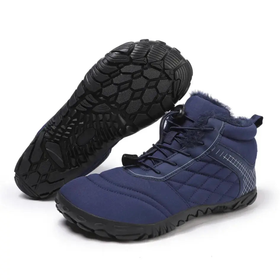 Unisex barefoot winter shoes with elastic laces and a wide toe box