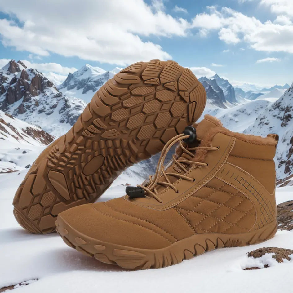 Unisex barefoot winter shoes with elastic laces and a wide toe box